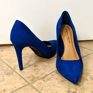 Christian Siriano 4" blue suede heel NWT